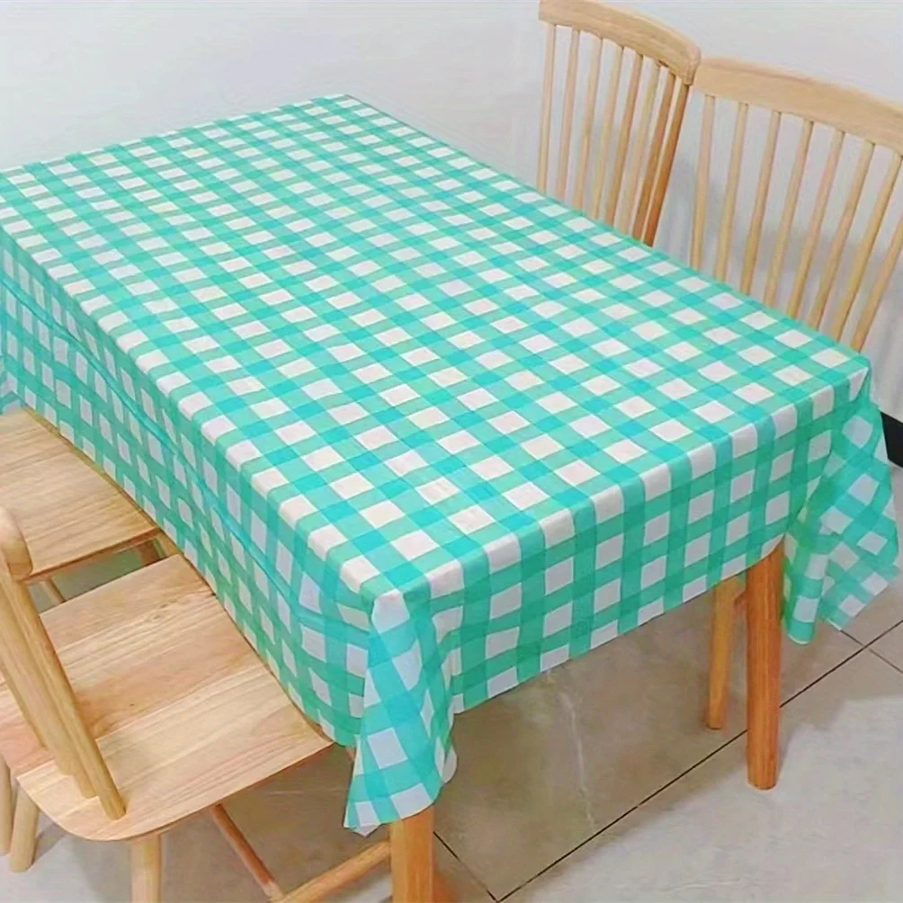 Disposable Tablecloth Rectangular Waterproof Decoration Oil-Proof 137*274cm Checkered Striped Napping Wash-Free Tablecloth