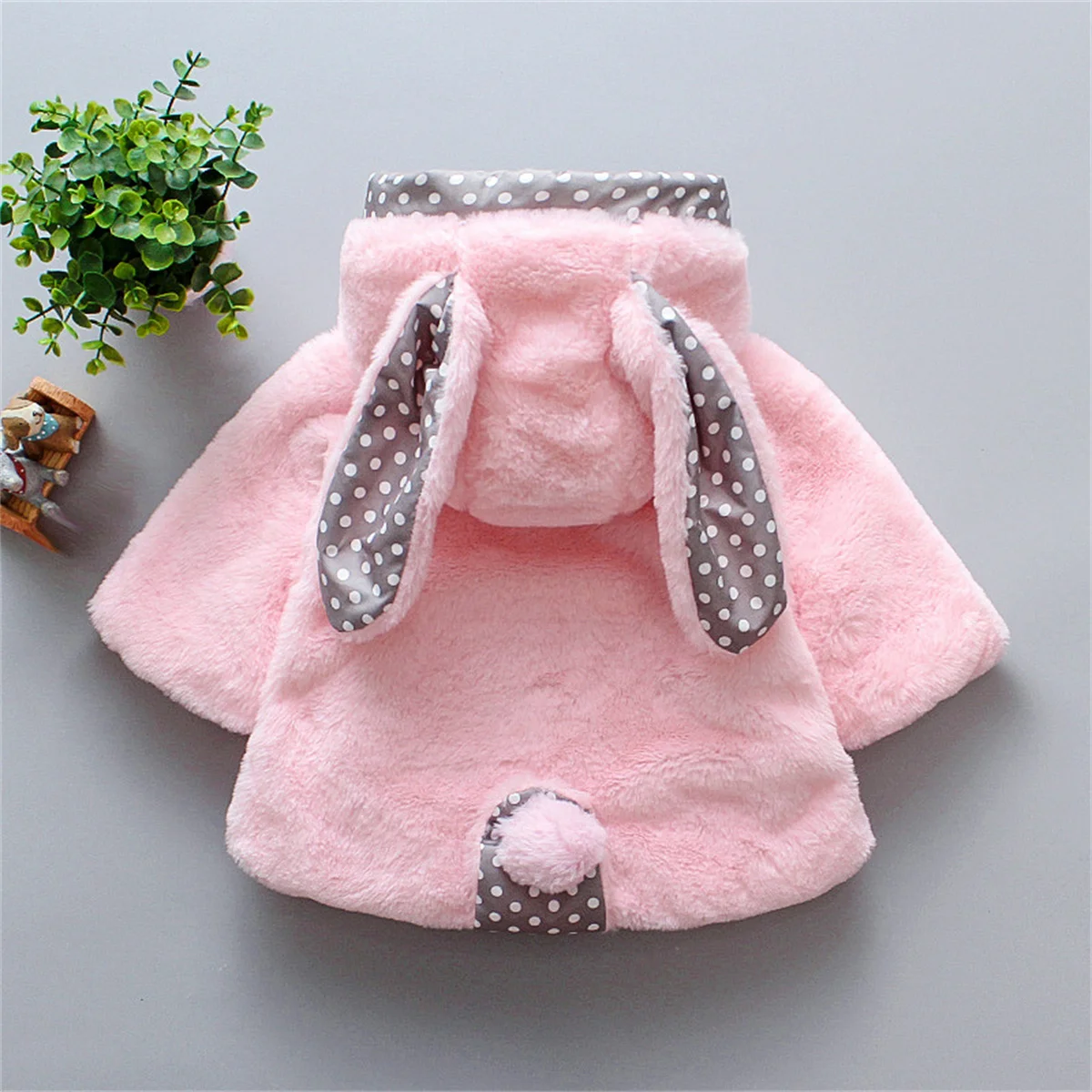 Autumn/Winter Coat Coat Furry Hat Shawl Rabbit Ears Cute And Sweet Delicate Buttons Thick Warm Coat Rabbit Ears