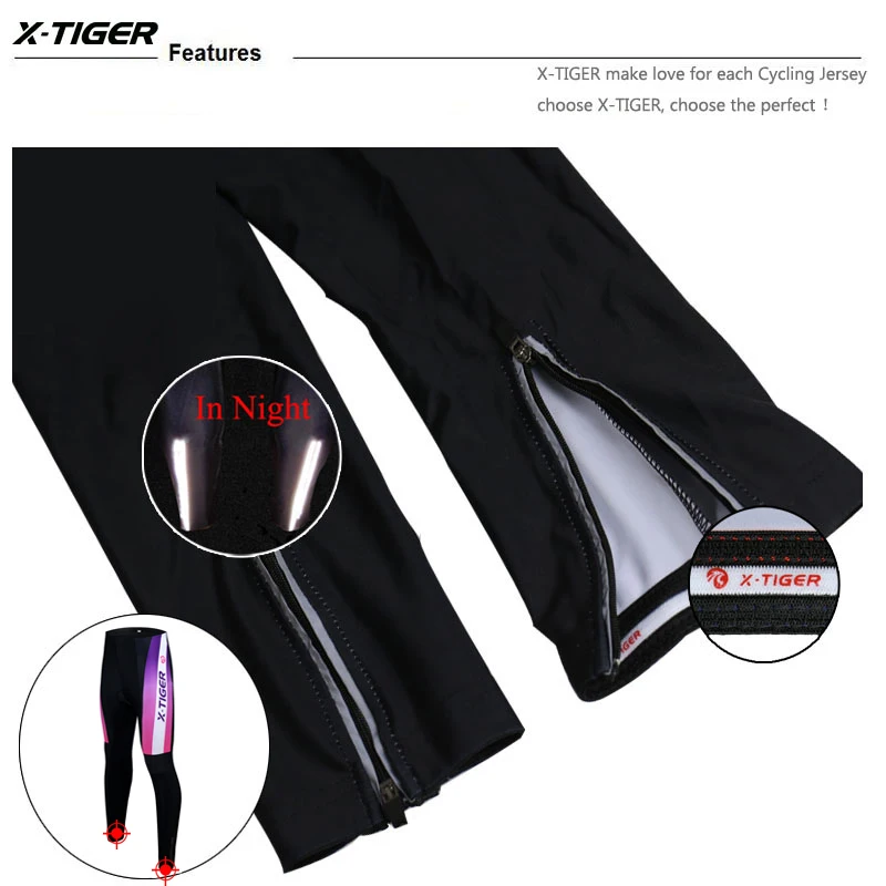 X-TIGER Women Cycling Trousers Winter Warm TMB Mountain Bicycle Tights Coolmax 5D Gel Pad Warm Pants