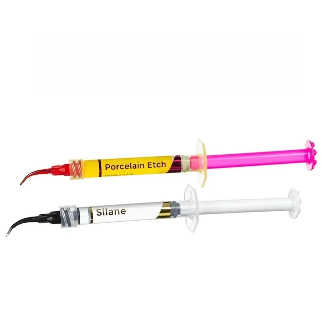 2-Step Ceramic Bonding Kit HF Gel Silane Primer Etch & Coupling System for Veneers And All-Ceramics