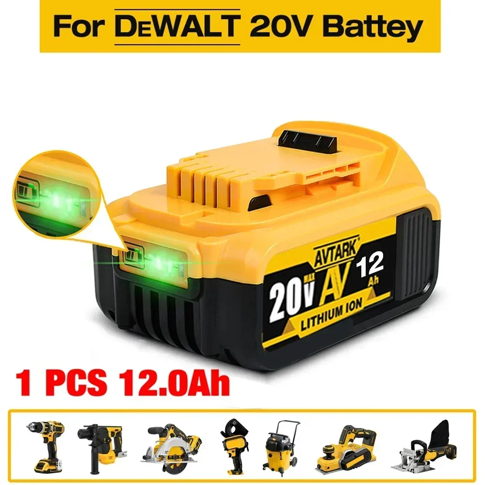 Imagem -06 - Bateria sem Fio Bateria de Substituição para Dewalt Dcb606 Dcb609 Dcb205 Dcb206 Dcb209 Dcb182 20v 12000mah