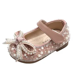 Zapatos planos de princesa con diamantes de imitación para niñas pequeñas, calzado plano, a la moda, para primavera y otoño