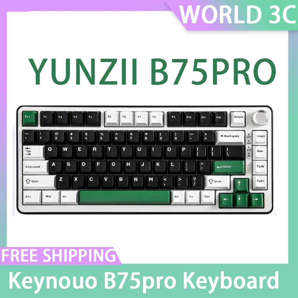 Yunzii B75pro Keyboard Keynouo Three-Mode Wireless Mechanical Keyboard Rgb Customized Hot Swap Keyboard Accessories For Compute