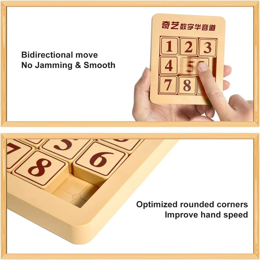 Qiyi Klotski 3x3x3/4x4/5x5x5 Number Sliding Game Magic Cube Magnetic Puzzle Toys For Family Playing Wooden Color Number Sliding