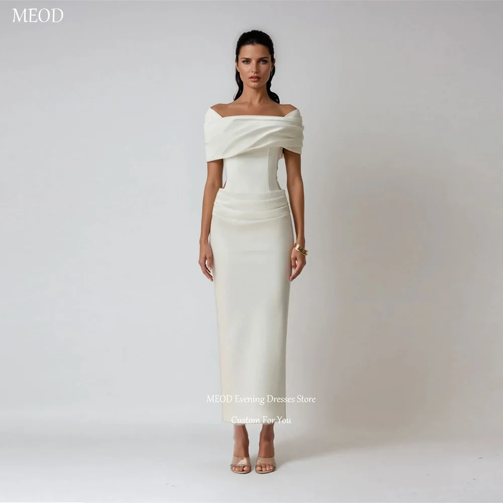 MEOD Elegant Strapless Mermaid Wedding Dress Off The Shoulder Slit Vestido Noiva Backless Ankle Length Wedding Gown Customized