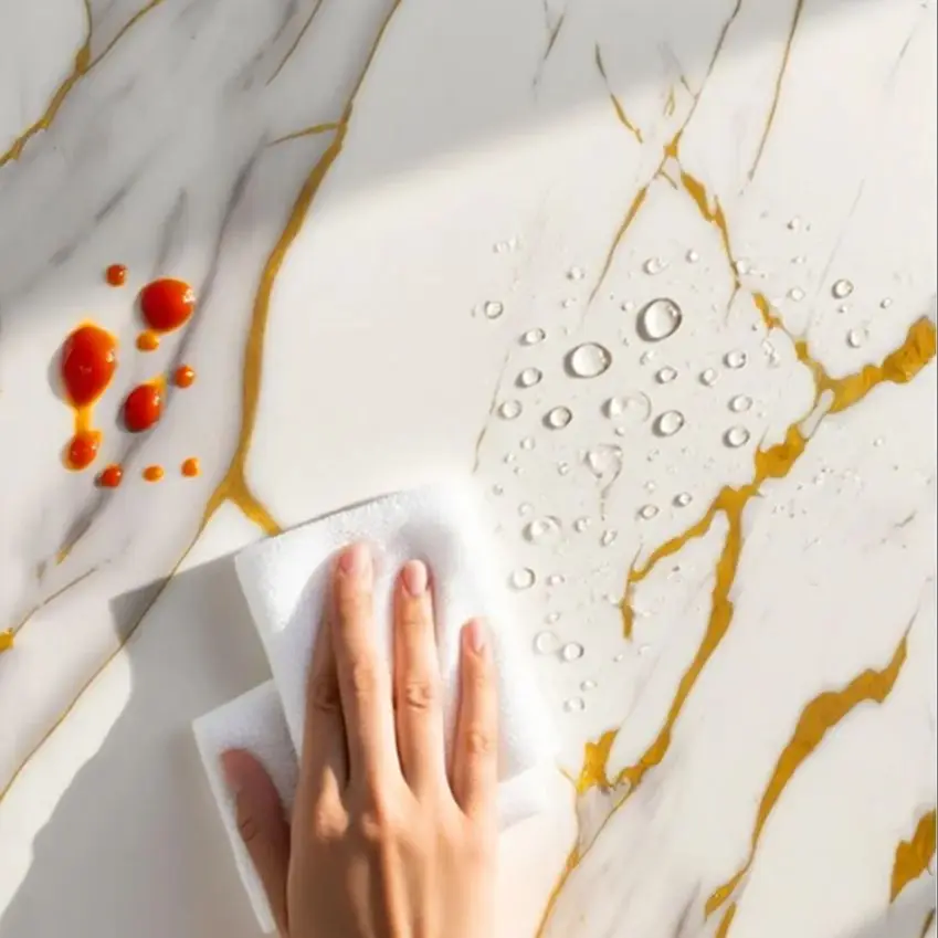 Self-adhesive Marble Wallpaper 40cm Thick Foam Waterproof Imitation Ceramic Tile Wall Sticker for Kitchen Living Room Home Decor