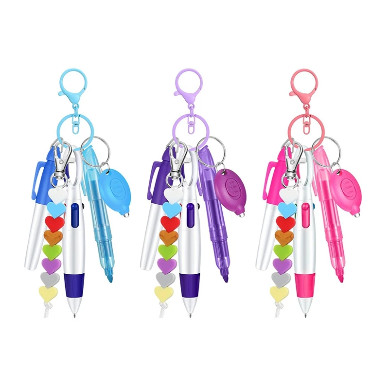 1 Set 6Pcs Keyring Nurse Pen pack Set keychain ballpoint Pen Falshlight ball pens