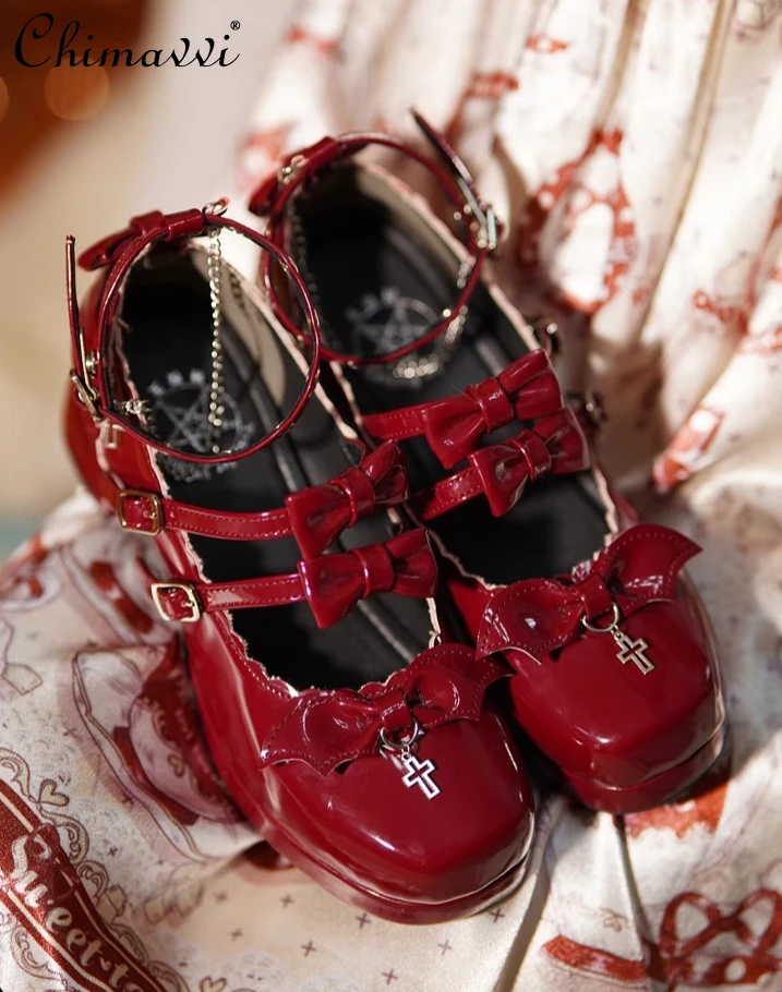 

Original Lolita Elegant High Heels New 2025 Autumn Japanese Halloween Girl Versatile Lo Patent Leather Shoes Womens Pumps
