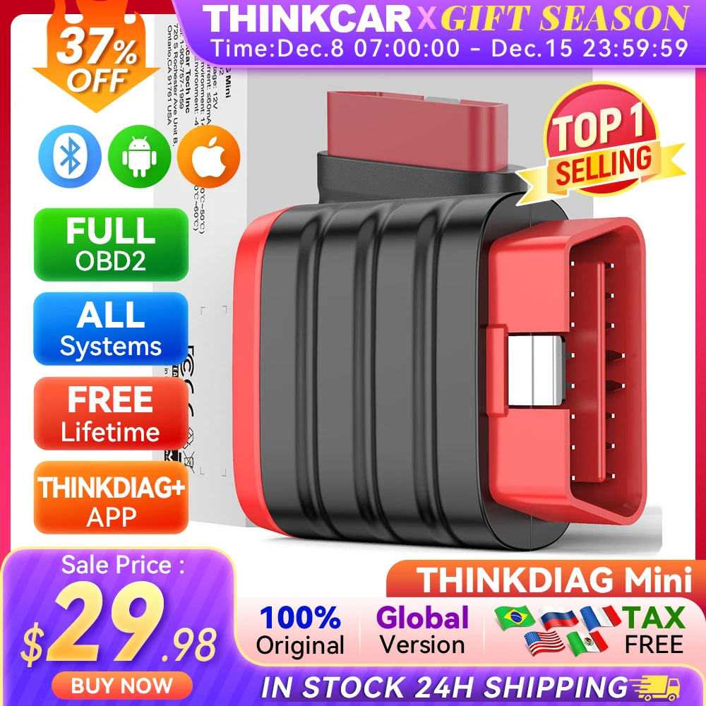 THINKCAR THINKDIAG MINI Escáner OBD2 automático con Bluetooth Diagnóstico completo del sistema para todos los vehículos Herramienta de escaneo de