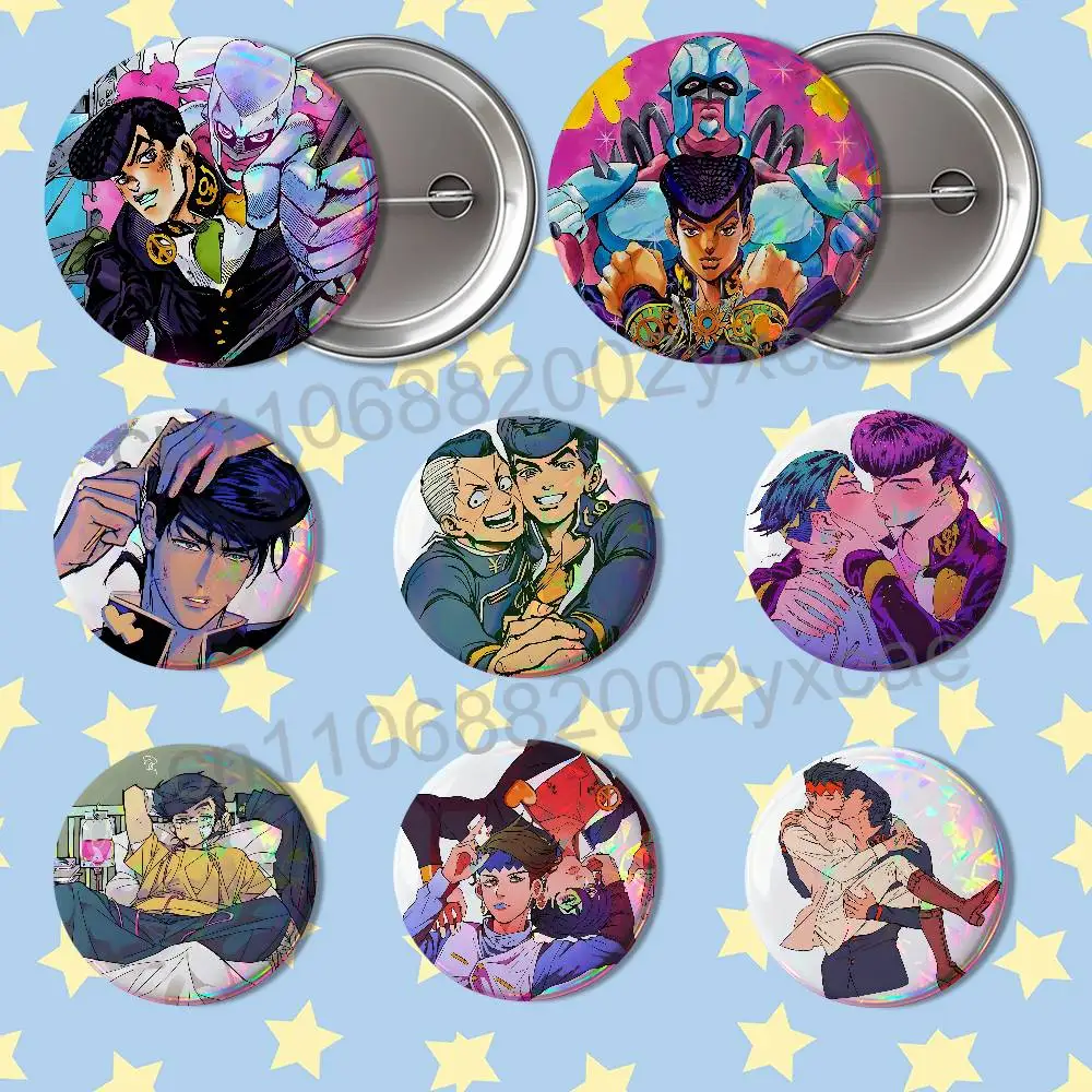 Rohan Kishibe Josuke JoJo Higashikata HD Print 58mm 44mm Round Lapel Pins Pretty Derby Round Display Brooches Brooch Badges