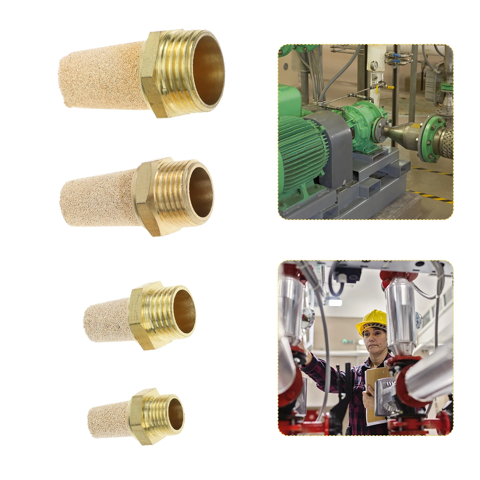 

4pcs Full Copper Exhaust Muffler Threaded Brass Pneumatic Noise Reducer Valve Air Flow Protection Long