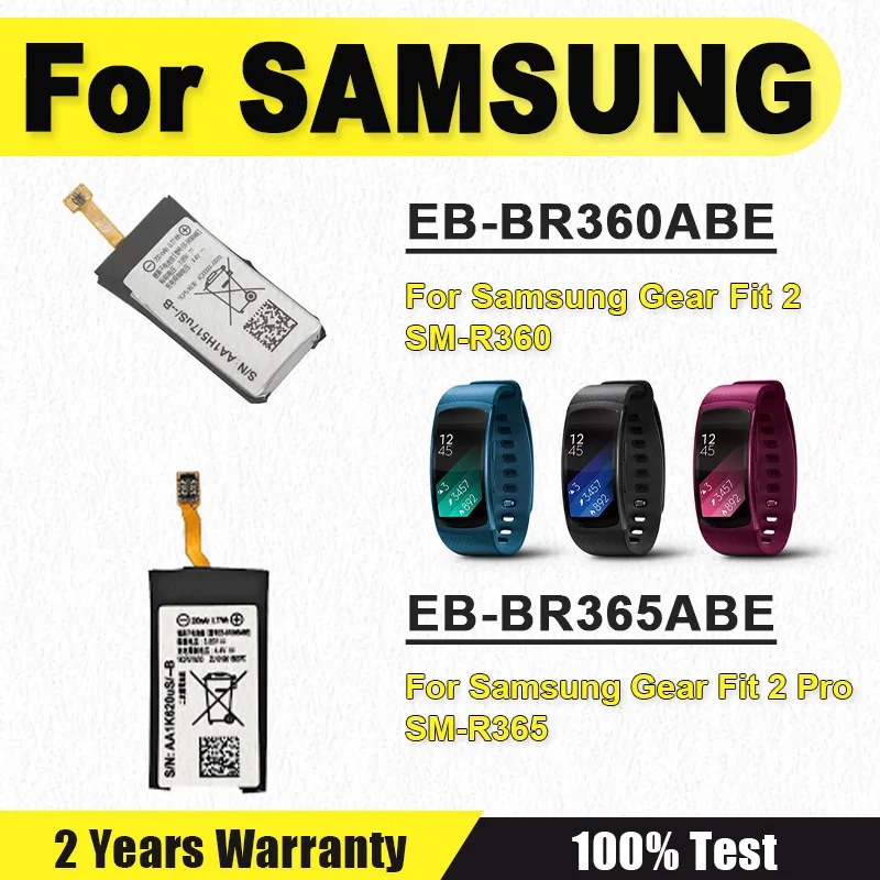 Batería de repuesto de EB-BR360ABE para Samsung Gear Fit2 Fit 2 R360 SM-R360 EB-BR365ABE para Samsung Gear Fit 2 Pro SM-R365 R365
