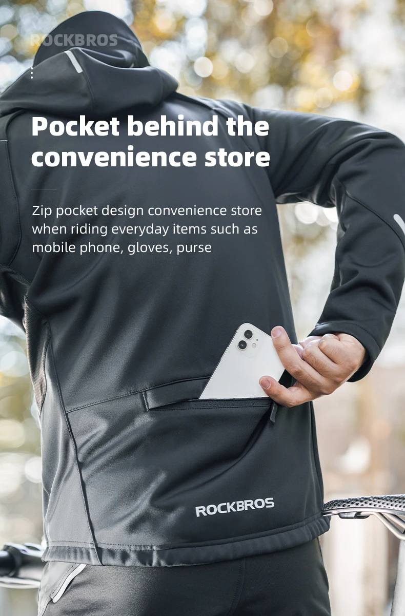 ROCKBROS Fahrrad Jacke Winter Radfahren Kleidung Thermische Fleece Langarm Radfahren Bike Kleidung Wärmer Winddicht Sportswear – Detail 11