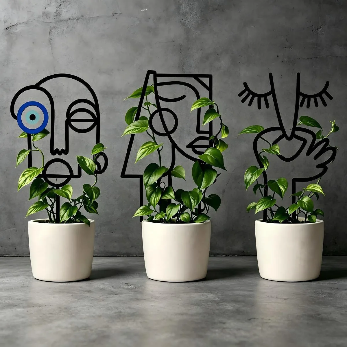 Unique Human Face Shaped Metal Plant Climbing Frame Rustproof Metal Trellis for Ivy Rose Clematis Potted Plants Garden Decor