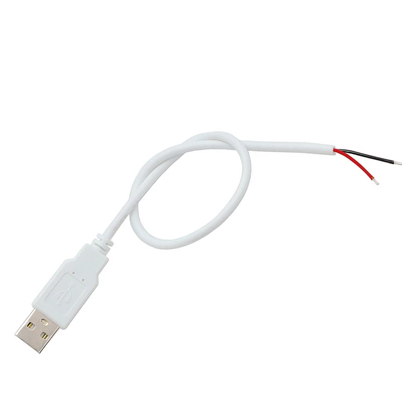1/3/5PCS USB 2.0 Male Plug 2pin Bare Wire USB Power Cable DIY Pigtail Cable For USB Equipment Installed Replace Repair DIY White