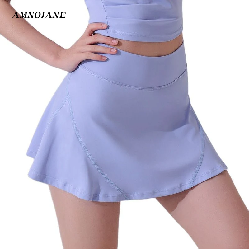 

Tennis Skirts Ruffle Skort Solid High Waist Skirt Stretch Quick Dry Yoga Shorts Casual Nylon Spandex Dress Women Golf Wear