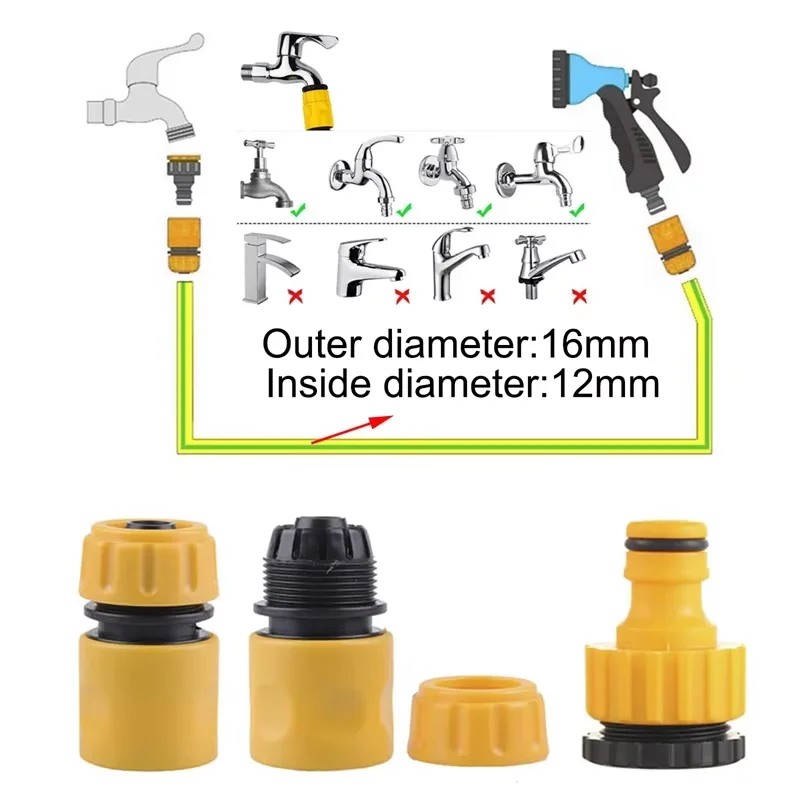 Garden Quick Hose Connector 1/2&3/4  End Double Male Hose Coupling Joint Adapter Extender Set For Garden Watering Accessories