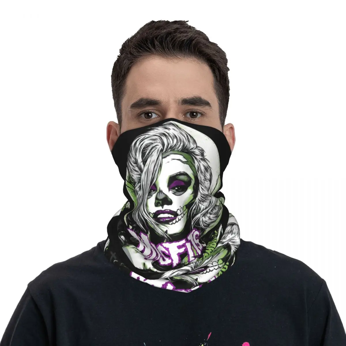 Banda personalizada Misfits vampiro zombi chica Bandana cuello polaina a prueba de viento cara bufanda cubierta hombres mujeres diadema de Metal pasamontañas de tubo