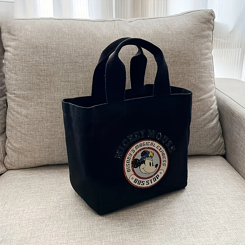حقيبة يد نسائية كلاسيكية من ديزني ميكي مطبوعة برسوم كارتونية ذات سعة كبيرة حقيبة تسوق صغيرة من القماش للنساء