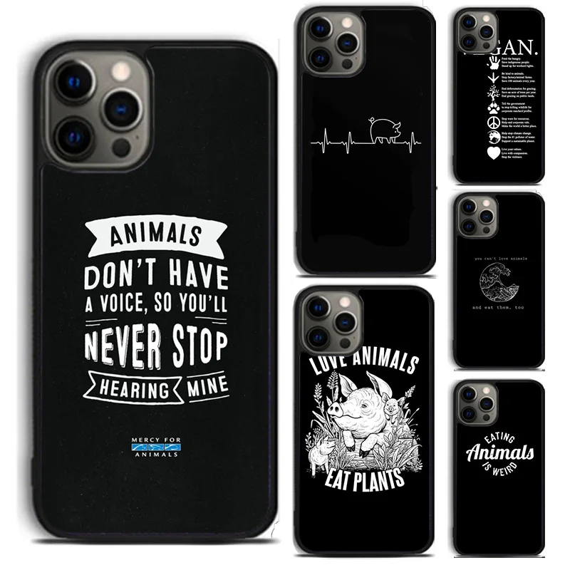 Vegan Vegetarians Animal Love Quotes phone Case For iPhone 16 15 14 Plus XR XS apple 16 11 12 13 mini Pro Max coque