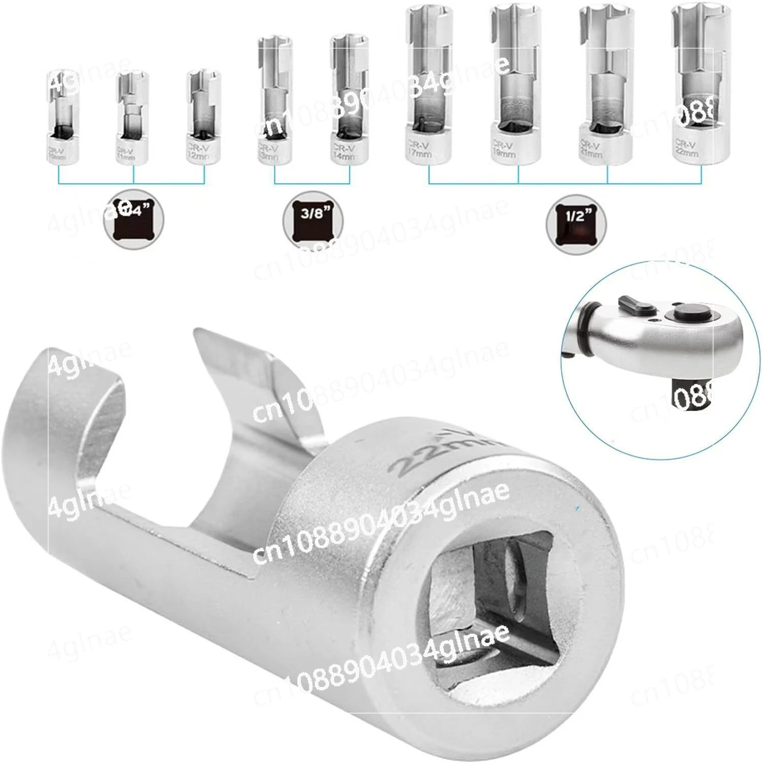 9pcs Fuel Line Socket Wrench Set 10-22mm 1/4 3/8 1/2 Diesel Injector Fuel Line Socket Union Nut Socket Wrench Set