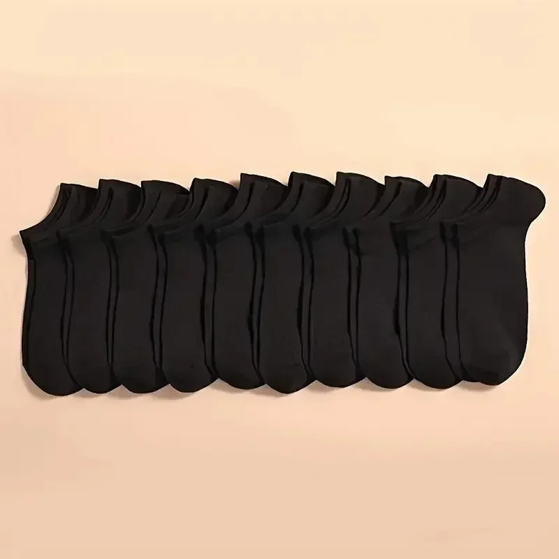 1/10/20/50 Pairs Men Socks Breathable Sports Socks Solid Color Boat Socks Comfortable Cotton Ankle Socks White Black