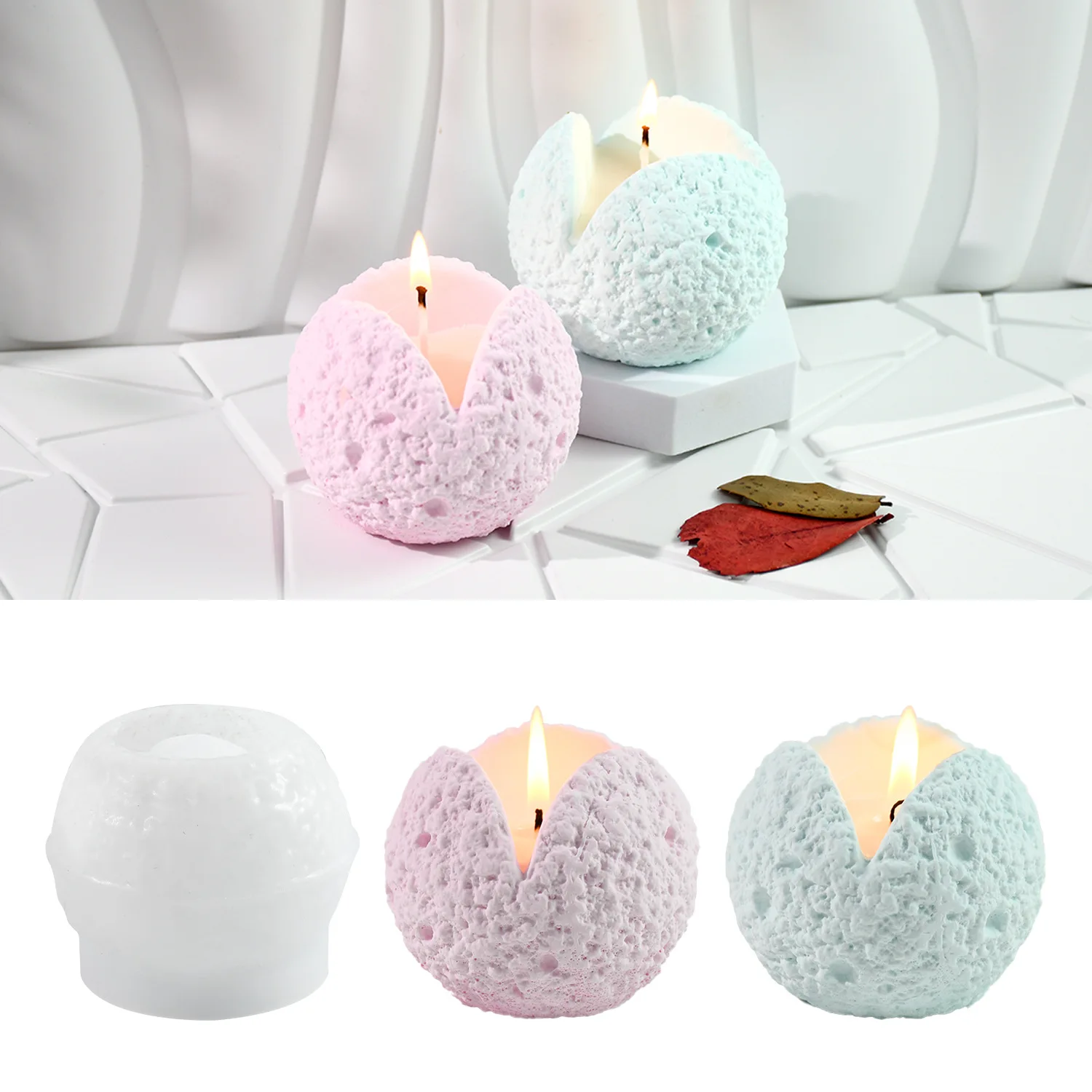 Tealight Candle Holder Resin Molds Sphere Candlestick Silicone Molds DIY Candle Vessels Mold for Jesmonite Concrete Cement DIY