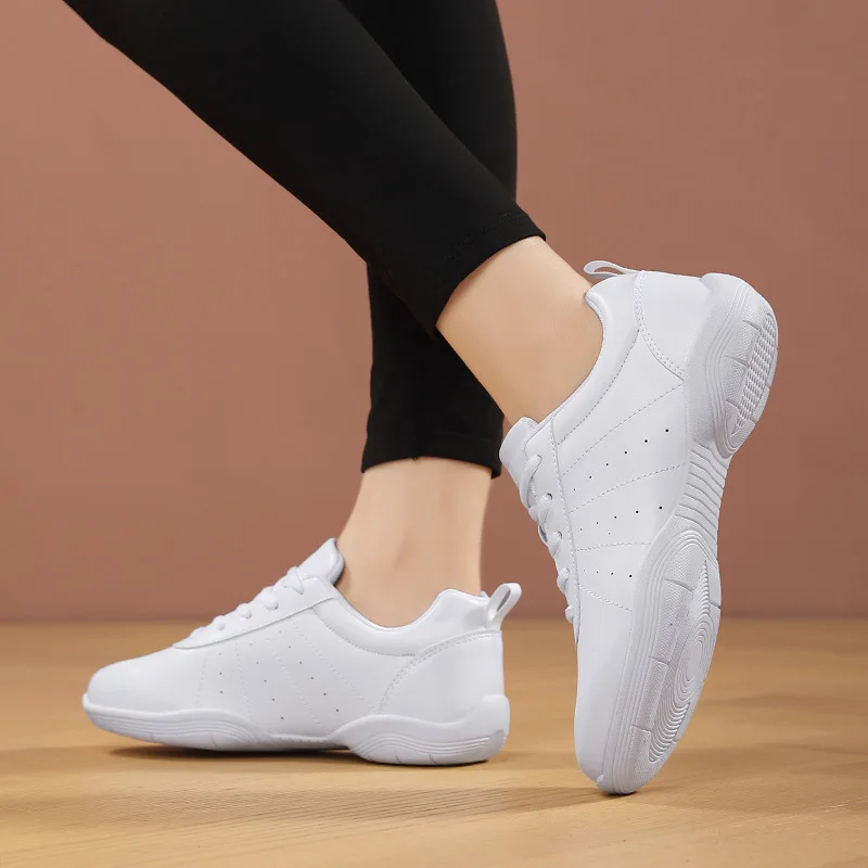 Cheer Shoes for Youth Girls White Cheerleading Athletic Dance Shoes Tennis Sneakers for Competition Sport Training