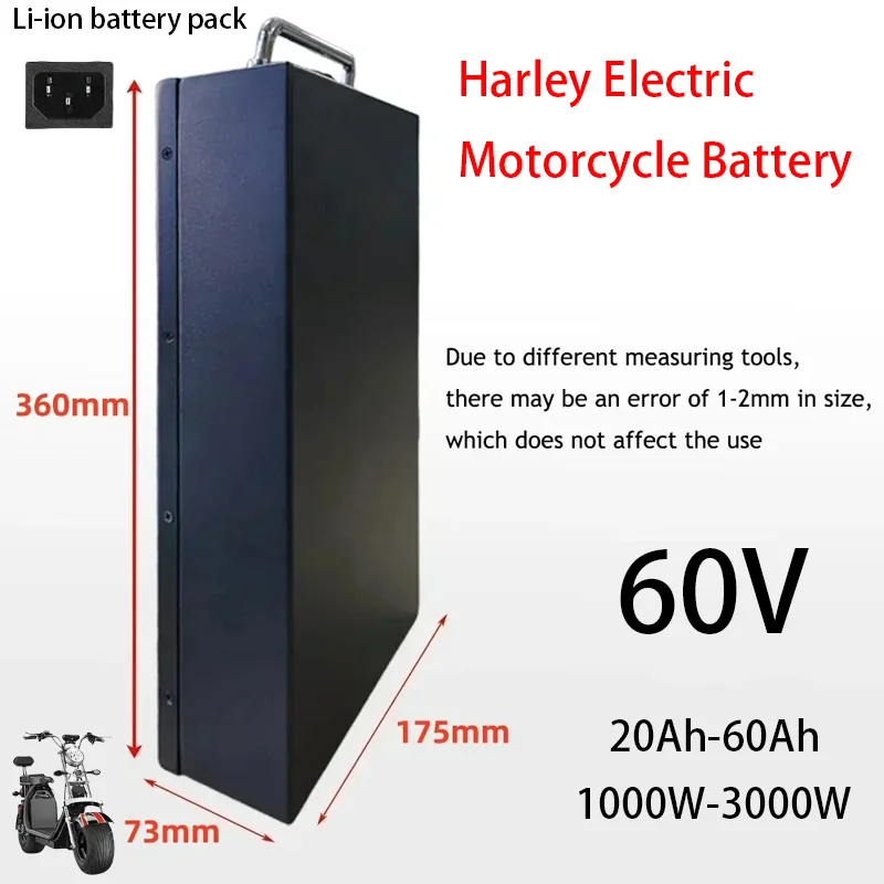 Electric Motorcycle Li-ion Battery Pack 1800W-3000W 60V 20Ah-60Ah for Harley Two Wheel Citycoco Electric Scooter High Capacity
