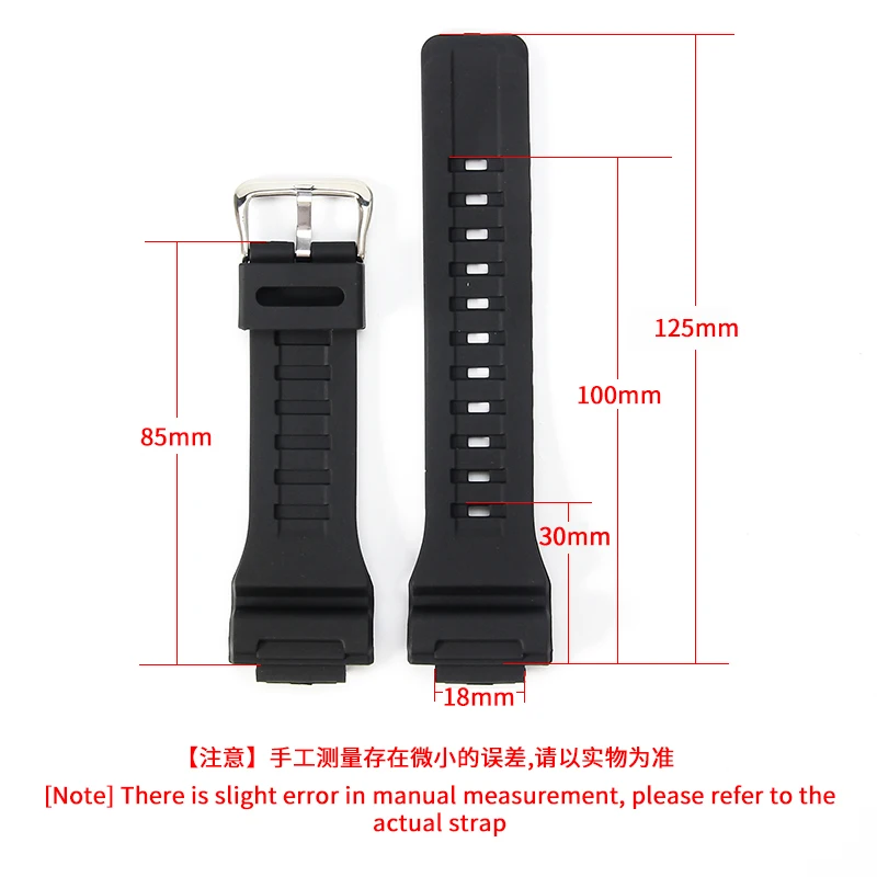 Aksesoris pengganti untuk Casio G-SHOCK Black Warrior AQ-S810W SGW-500H/400H/300H silikon tahan air olahraga Pria 18mm Watch Band