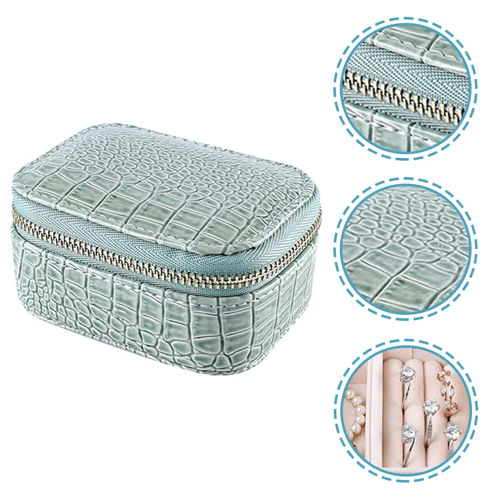 صندوق مجوهرات صغير منظم سفر محمول للخواتم والأساور والقلائد ومقاوم للغبار والخدش لتخزين الهدايا