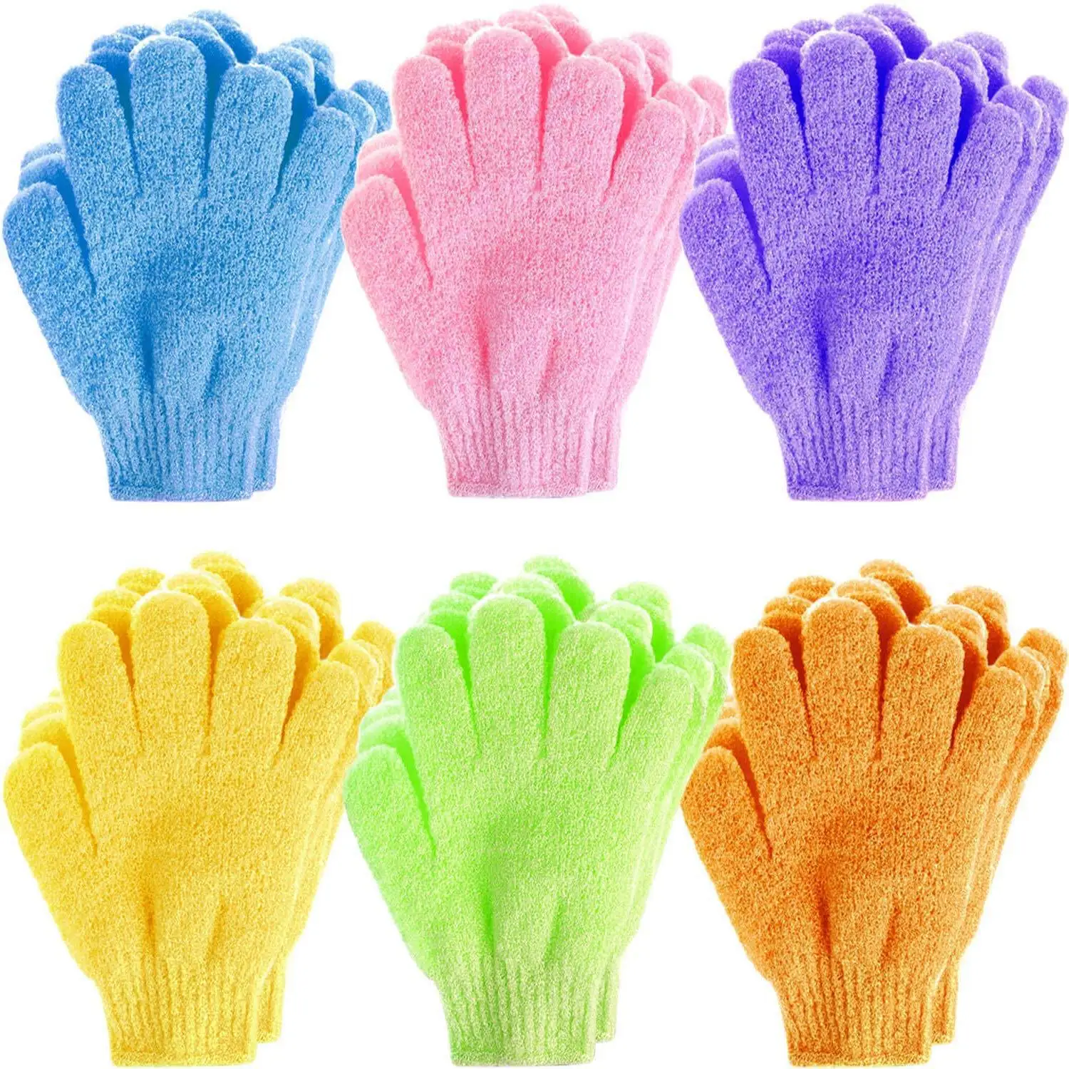 

5 Fingers Bath Gloves Skin Exfoliating Massaging Shower Cleaning Gloves for Adults Bath Body Scrubber Elastic Back Deep Washing