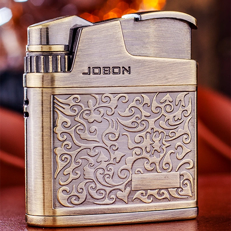 JOBONOriginal Embossed Good-looking Butane Gas Lighter Jet Metal Windproof Flashlight Cigarette Lighter Retro SmokingAccessories