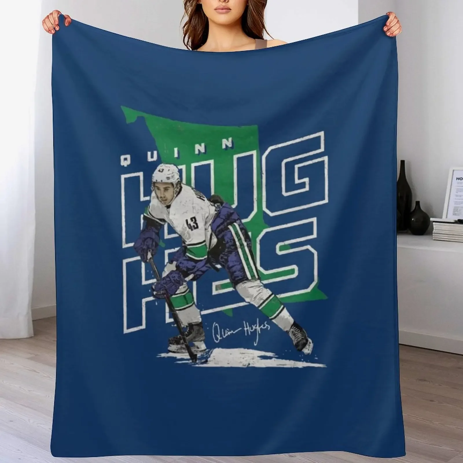 Quinn Hughes Throw Blanket Soft Warm Blanket Gift for Grandparents