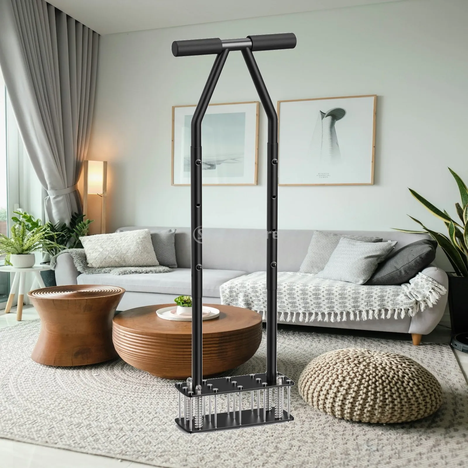 Manual Lawn Aerator Matte Black Lawn Aerator with Spring-Loaded Design Non-Slip Handheld for Homeowners