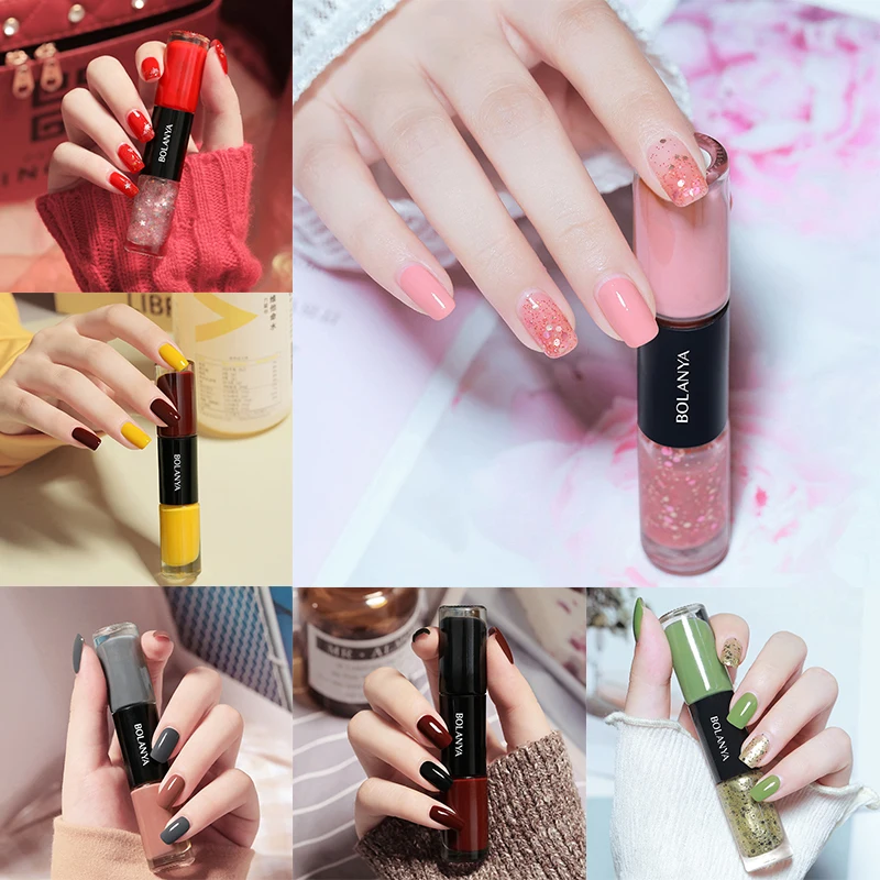 Oil-based Two-color Nail Polish No Bake Lasting Non-peeling Quick Dry Clear White Nail Polish Wholesale Set Nail Polish