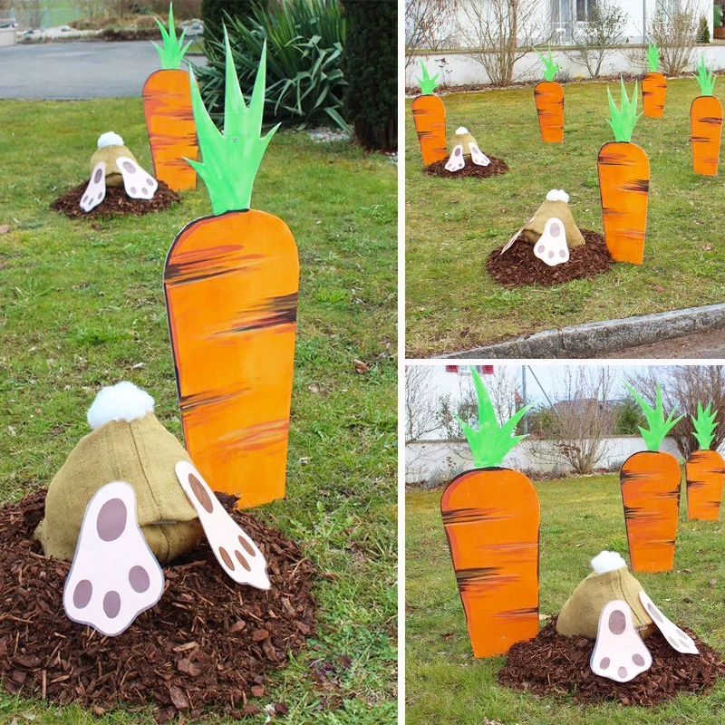 Digging And Carrots Ornaments Outdoor Decor Thief Bunny Butt Planting Props Funny Yard Outdoor Lawn Stakes Decor Easter Cute