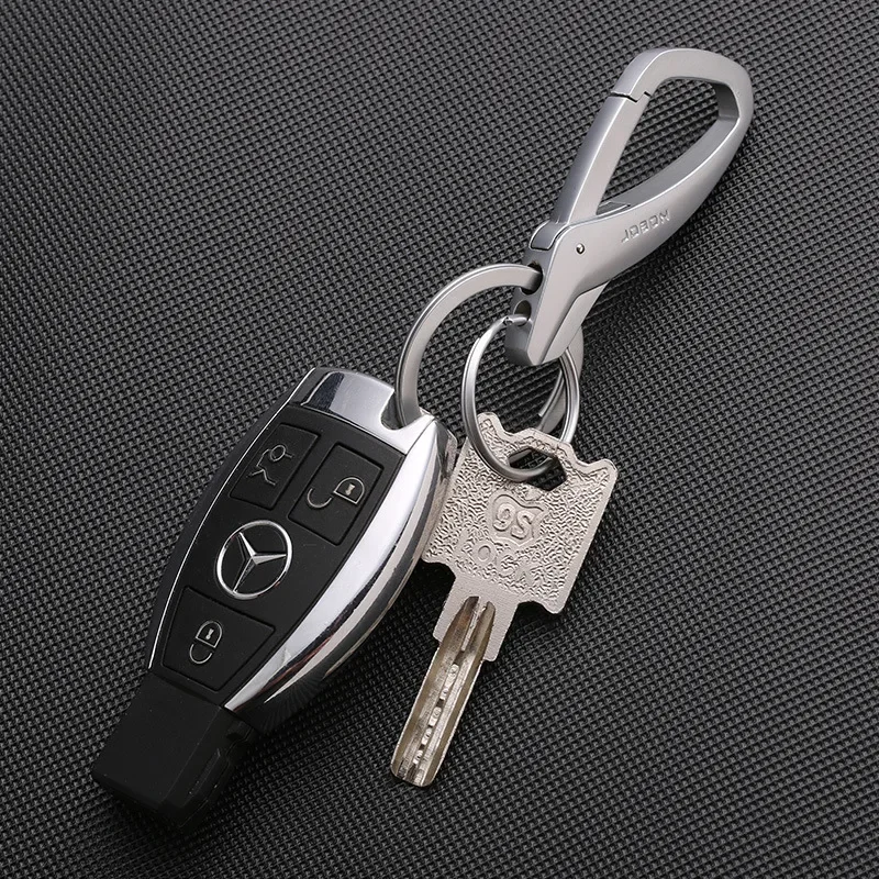 Simple Waist Hanging Car Key Chain Creative High Quality Double Ring Metal Key Pendant Business Men\'s Key Chain Pendant Gift