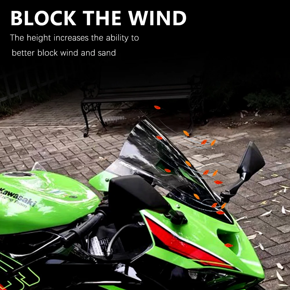 Motorcycle Racing Screen Double Bubble Heightening Wind Deflector For Kawasaki Ninja ZX-6R ZX 6R Windshield 2024 ZX6R Windscreen