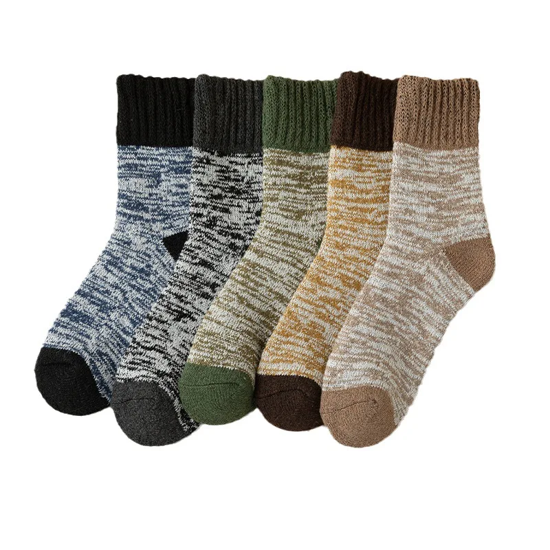 1/5 pairs Winter new Fashion Versatile Mid tube Socks Wool Socks Men Super Thick Hiking Socks Thermal leisure comfortable Socks