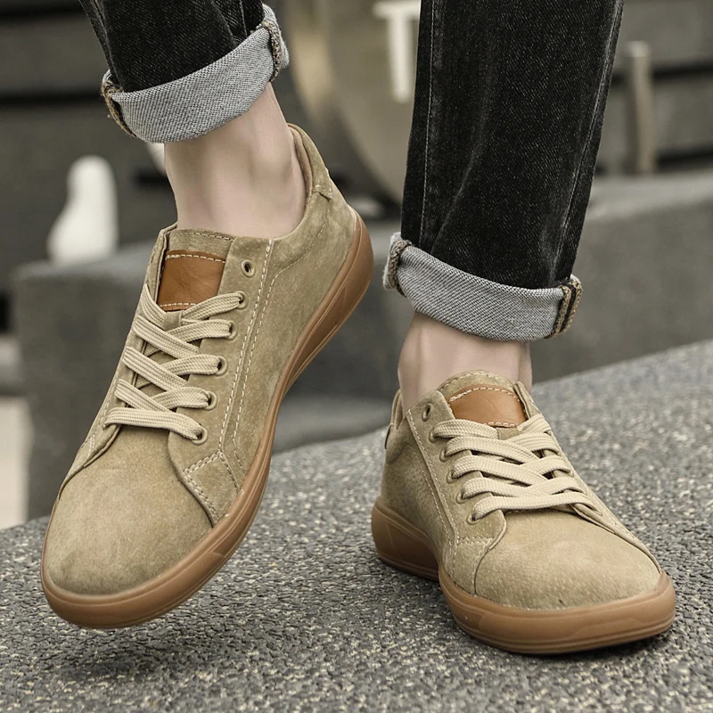 

Мужская повседневная обувь из натуральной кожи, уличные прогулочные туфли-оксфорды, универсальные офисные мужские деловые туфли цвета хаки на шнуровке
