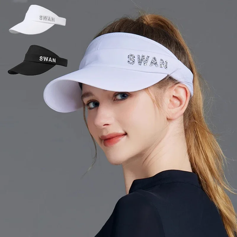 

2024SG Women Breathable Anti-sweat Golf Caps Ladies Sunscreen Empty Top Visor Korean Style Anti-Uv Adjustable Sport Hats Outdoor