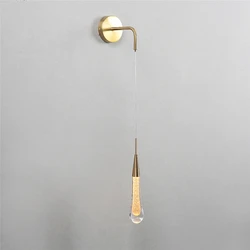 Nordic Luxury Wall Lamp Modern Living Room Wall Light Fixtures LED Droplet Shape Crystal Decorative Lighting Art Deco Flesh Lamp