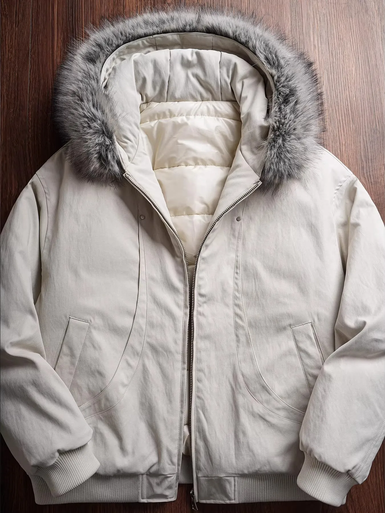 

Men's Thiened Hooded Cotton Jaet with Fur Collar Workwear Outerwear Winter Warm Coat Youth ular Loose Fit Long Sve