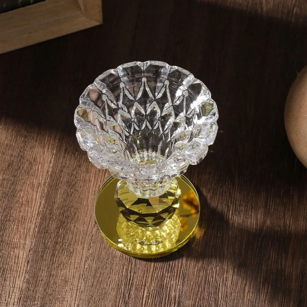 Large Capacity Artificial Crystal Incense Burner Candle Hold with Lid Gold Bottom Incense Burners Party Incense Holder
