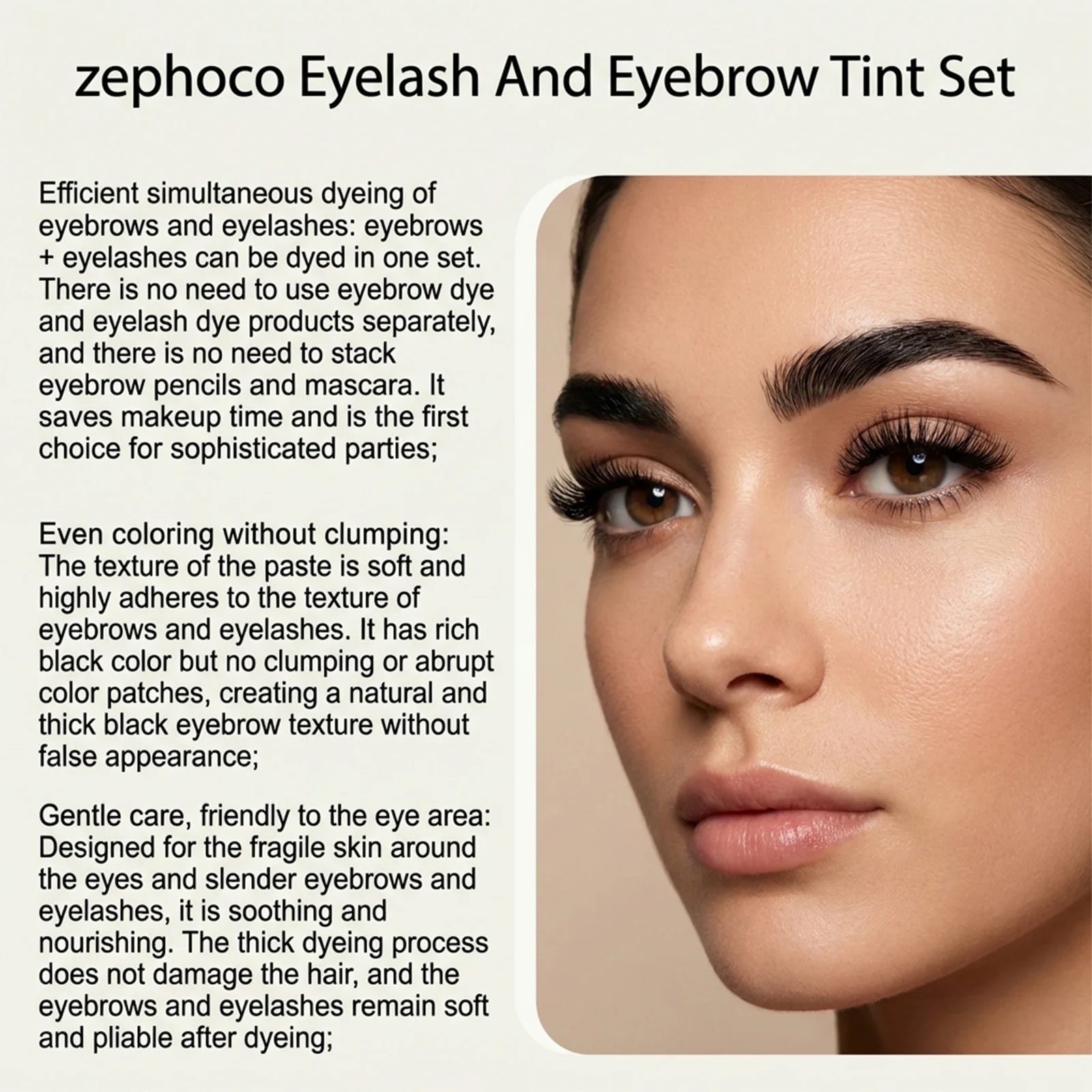 2-in-1 Lash and Brow Tint Kit Professional DIY Semi-Permanent Eyelash Eyebrow Color Dye Set Home Salon Use Intense Black 1 Set