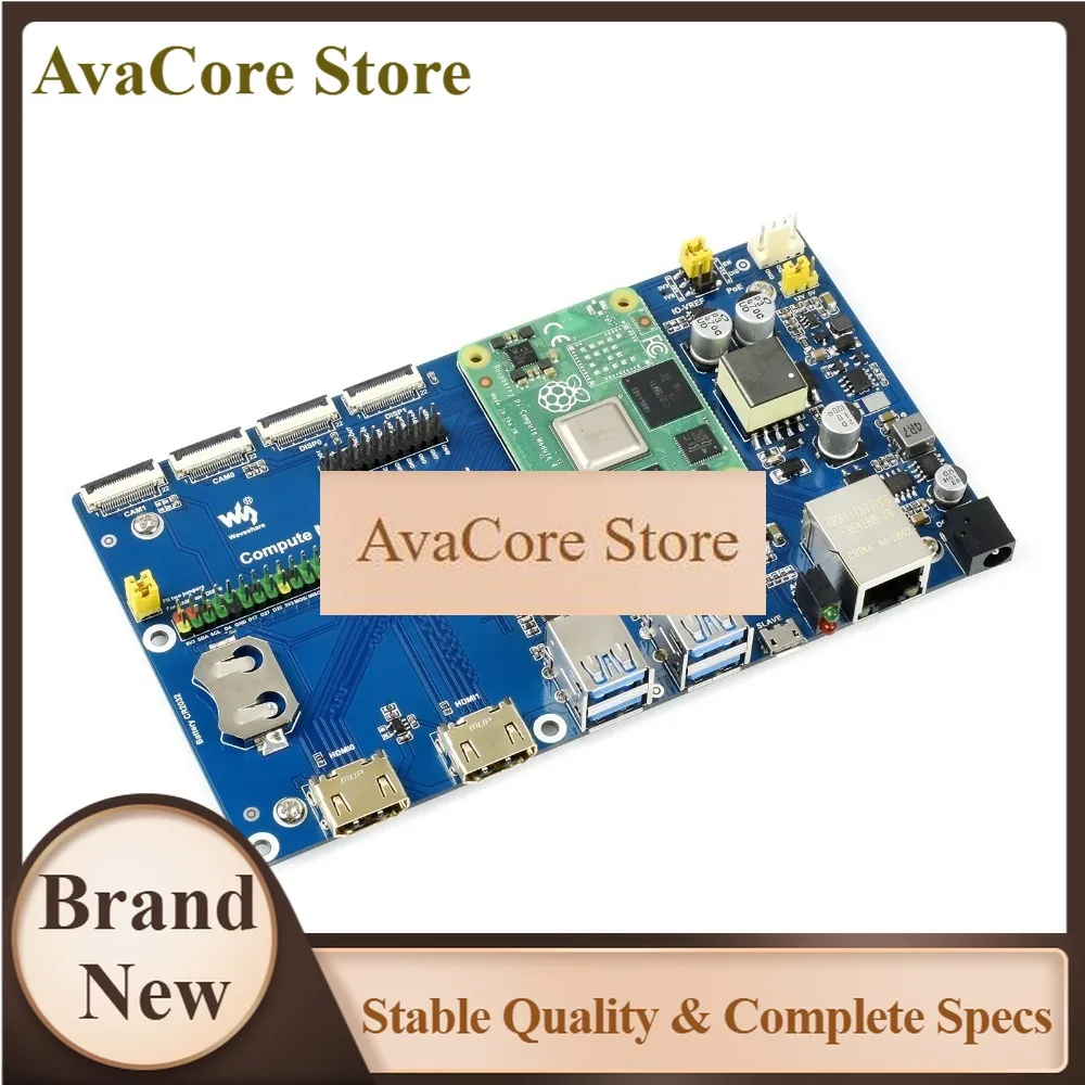 AvaCoreRaspberry Pi Compute Module 4 IO Board With PoE Feature, For All Variants Of CM4, Gigabit Ethernet RJ45 With PoE Support