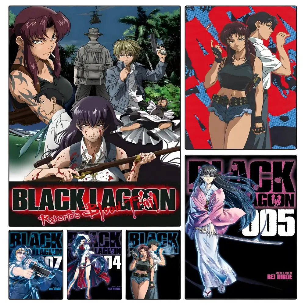 anime Black Lagoon Poster Poster Waterproof HD Unframed Self‑Stick Decor Wall Art for Home Room Decoration Gift
