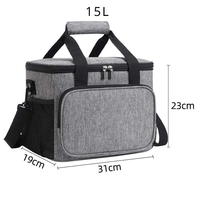 10/15/24L Picnic Bag Thermal Insulated Lunch Bag Box Handbag Wine Beer Cooler Crossbody Shoulder Bag Camping Food Container