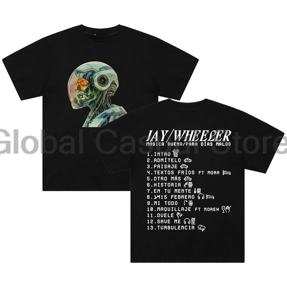 

Jay Wheeler Musica Buena Para Dias Malos Album T-shirt 2024 World Tour Crewneck Short Sleeve Tee Men Women Streetwear Tops